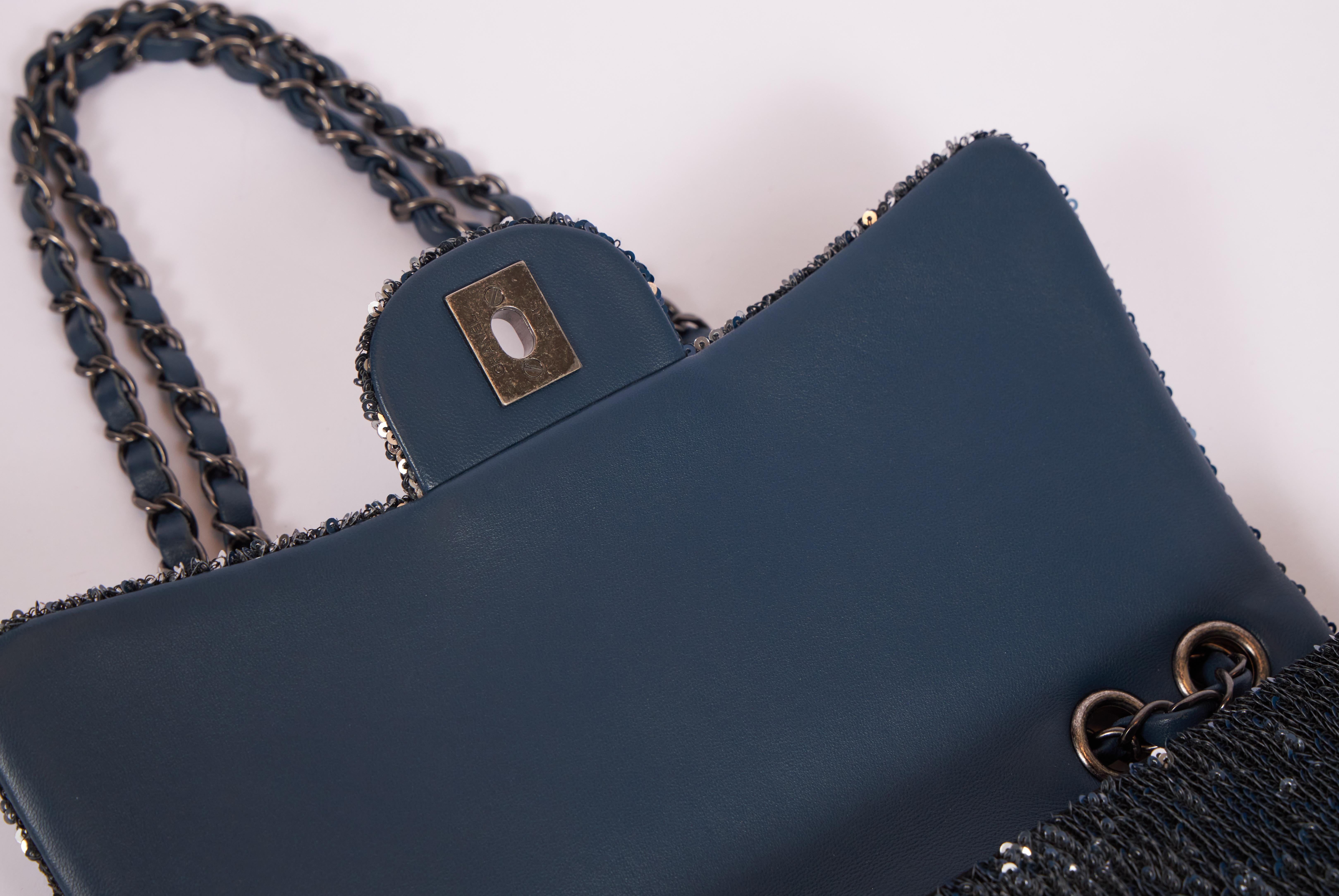 Black New Chanel Mint Coco Cuba Sequins Bag Blue in Box