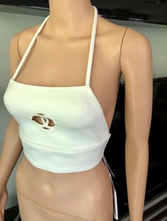 New Chanel Monogram CC Logo Cutout Crop Top
