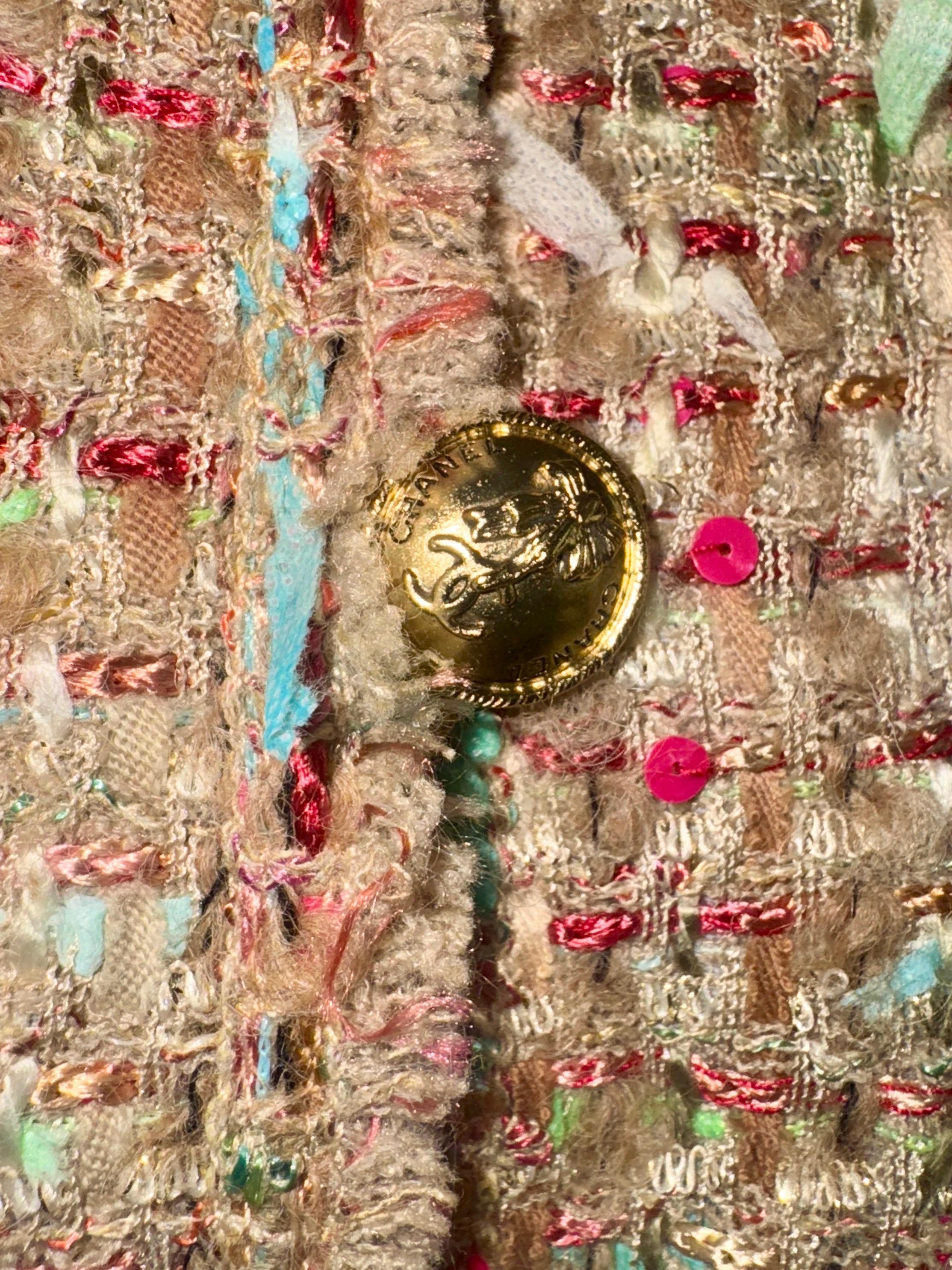 UNWORN Chanel Multicolor Lesage Fringed Fantasy Sequin Tweed Skirt Suit 36 6