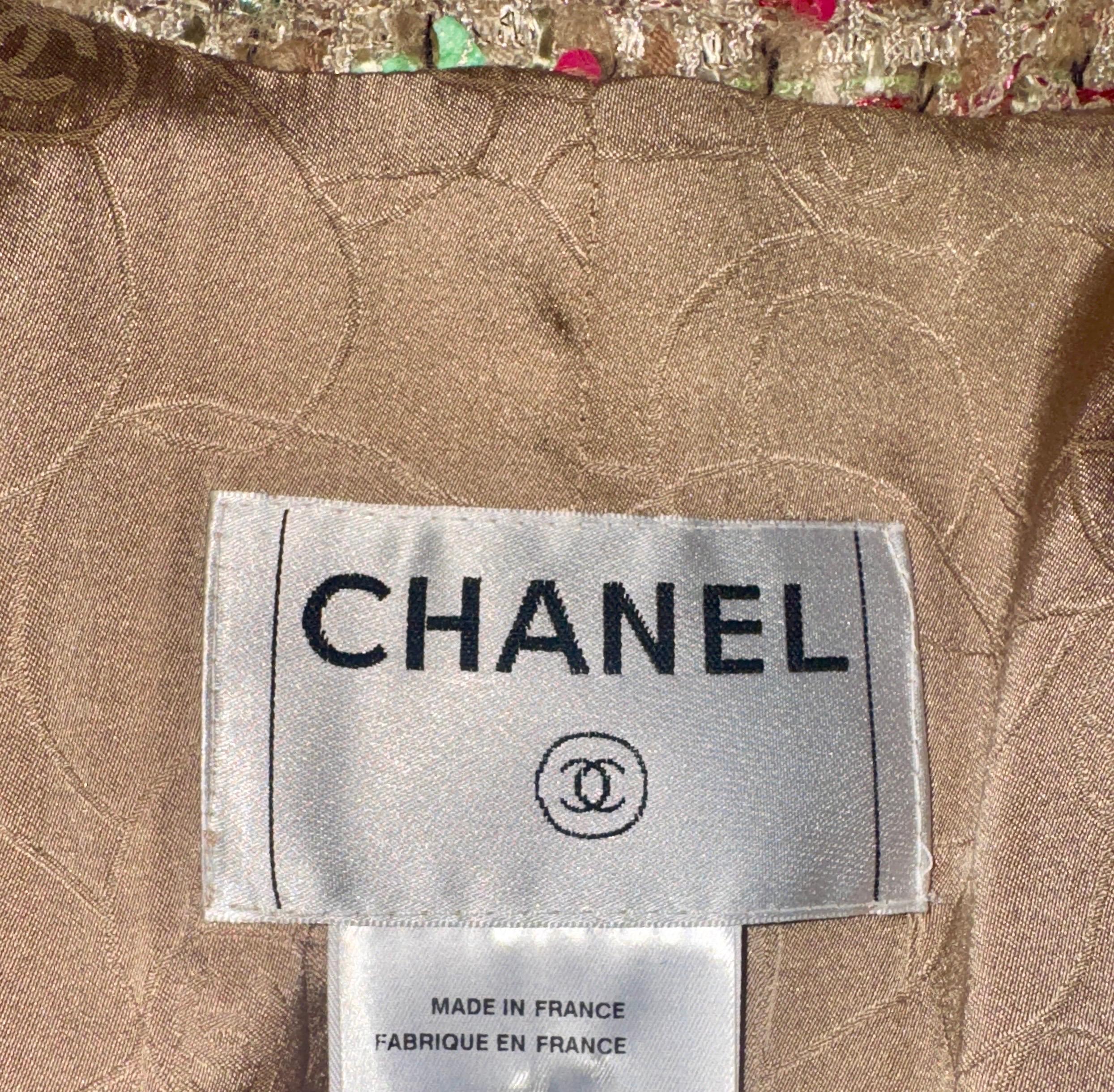 UNWORN Chanel Multicolor Lesage Fringed Fantasy Sequin Tweed Skirt Suit 36 10