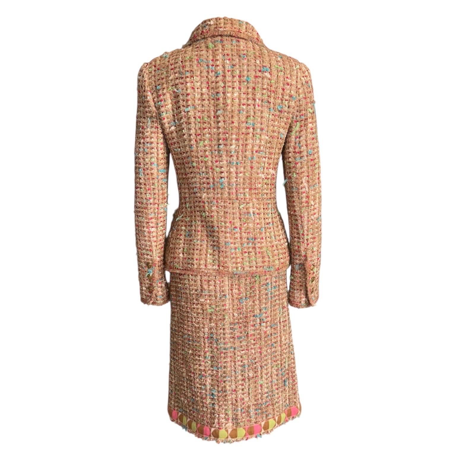 Brown UNWORN Chanel Multicolor Lesage Fringed Fantasy Sequin Tweed Skirt Suit 36