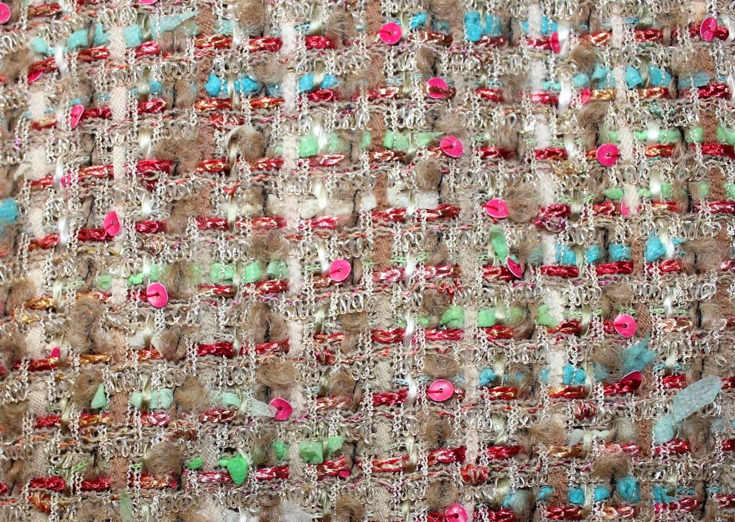 UNWORN Chanel Multicolor Lesage Fringed Fantasy Sequin Tweed Skirt Suit 36 1