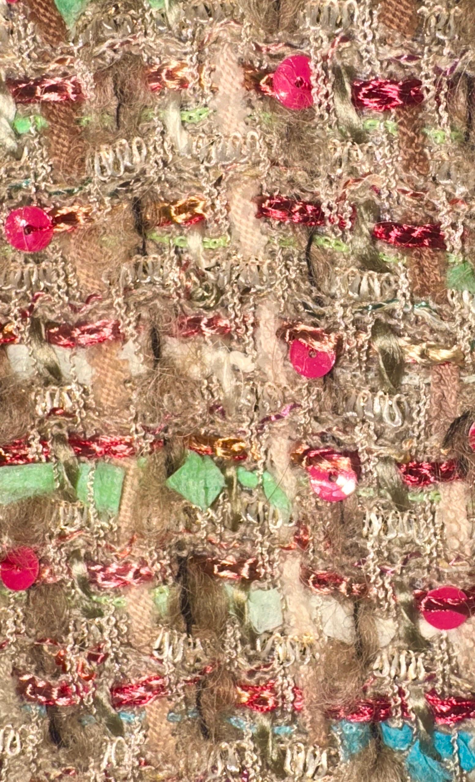 UNWORN Chanel Multicolor Lesage Fringed Fantasy Sequin Tweed Skirt Suit 36 3