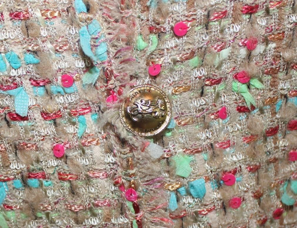 UNWORN Chanel Multicolor Lesage Fringed Fantasy Sequin Tweed Skirt Suit 36 4