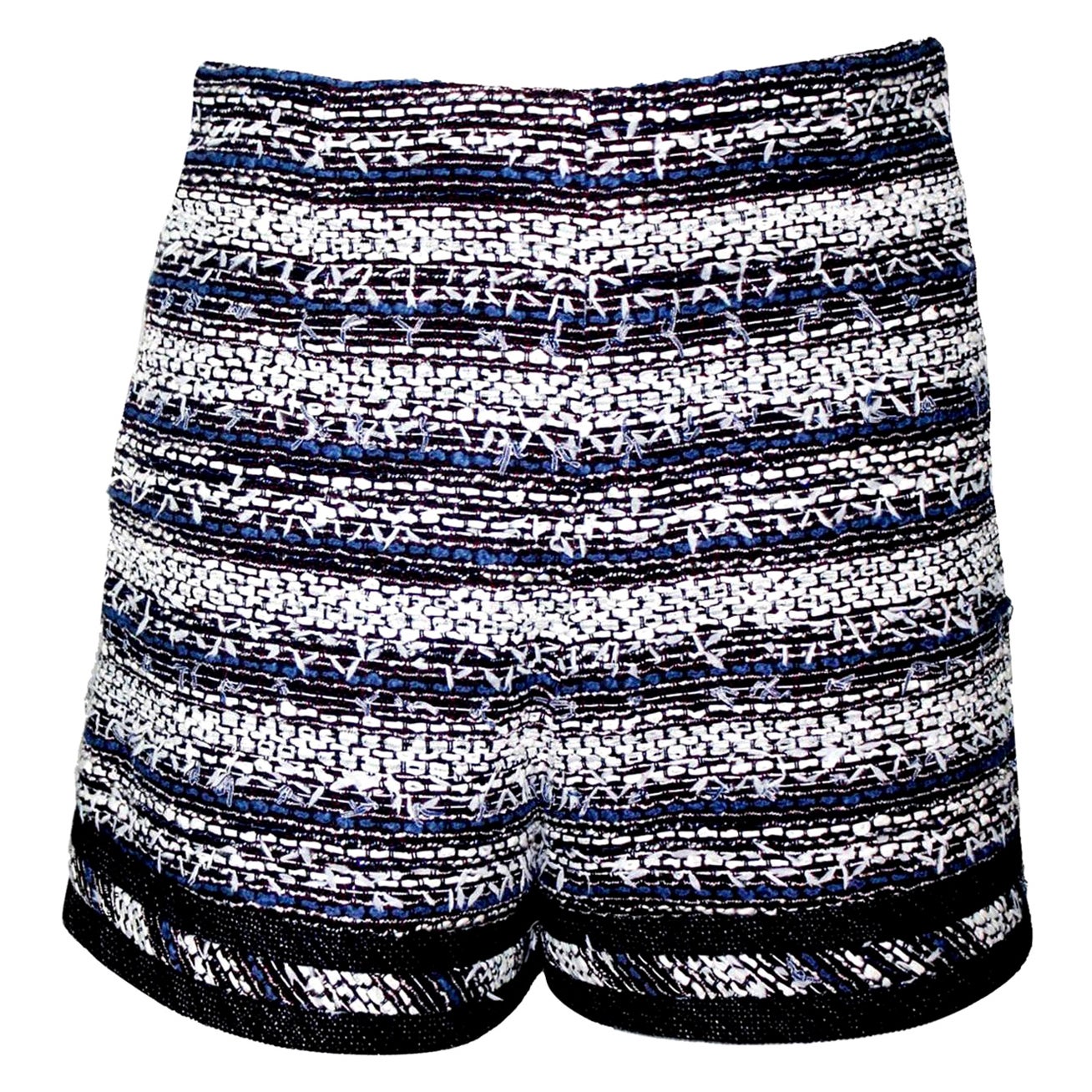 NUOVO Chanel Multicolor Tweed & Denim Jeans Hot Pants Shorts 36