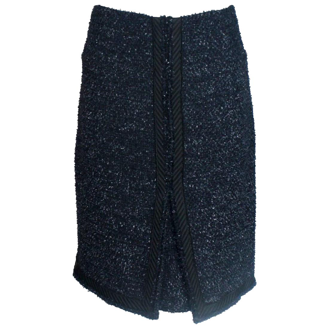 1980s Chanel Silk Crepe Pleated Full Length Maxi Skirt