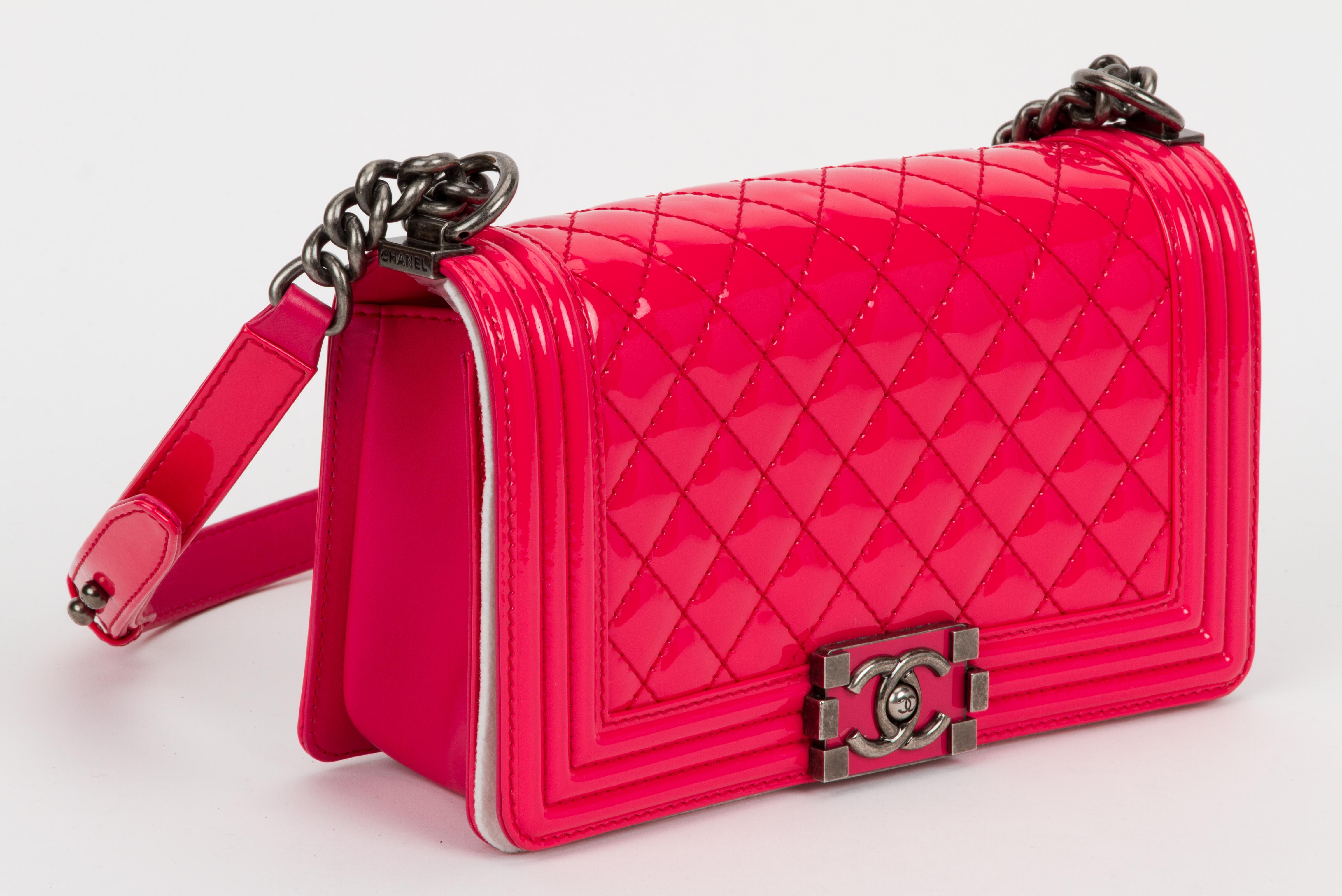 New Chanel New Patent Hot Pink Medium Boybag 1