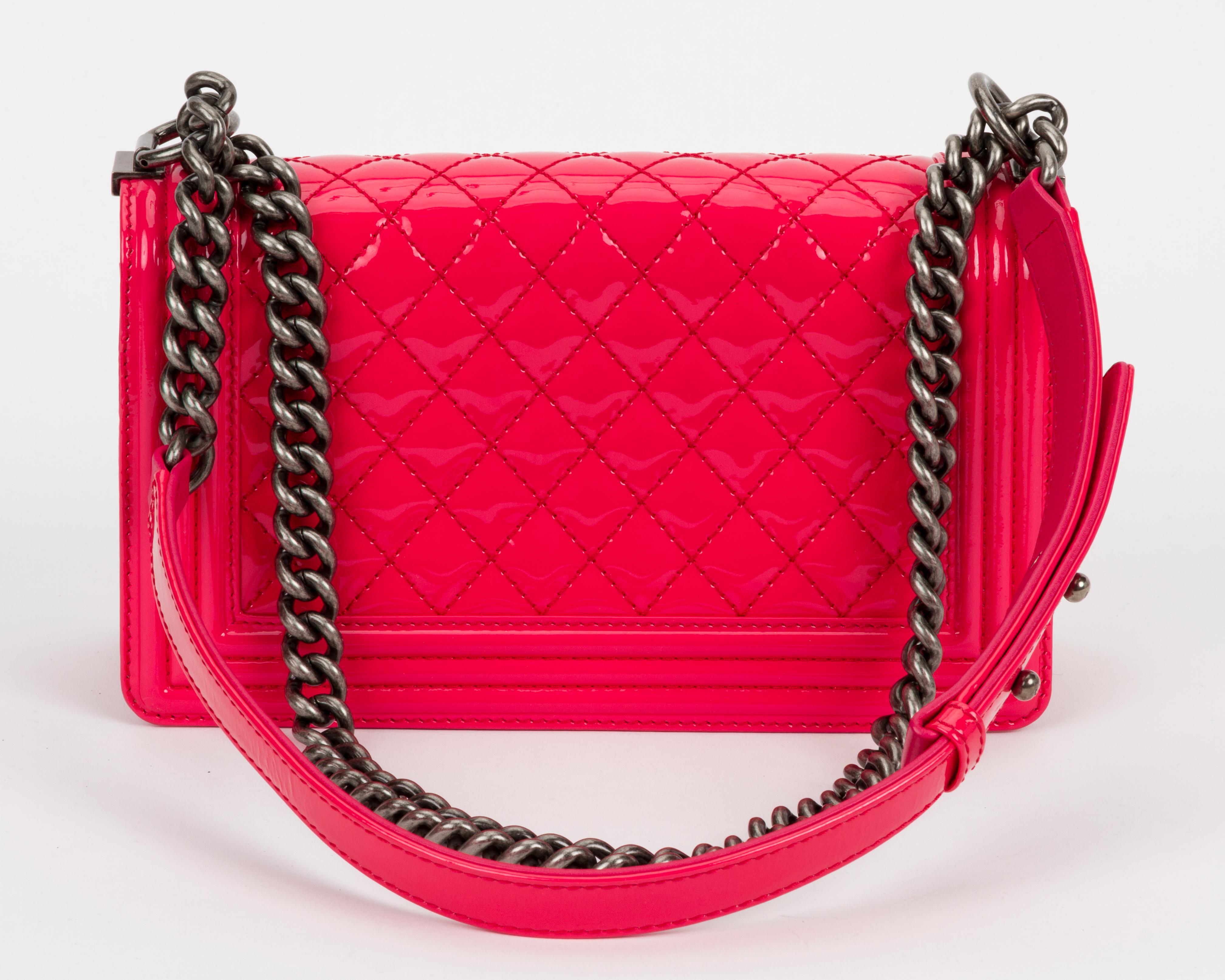 New Chanel New Patent Hot Pink Medium Boybag 2