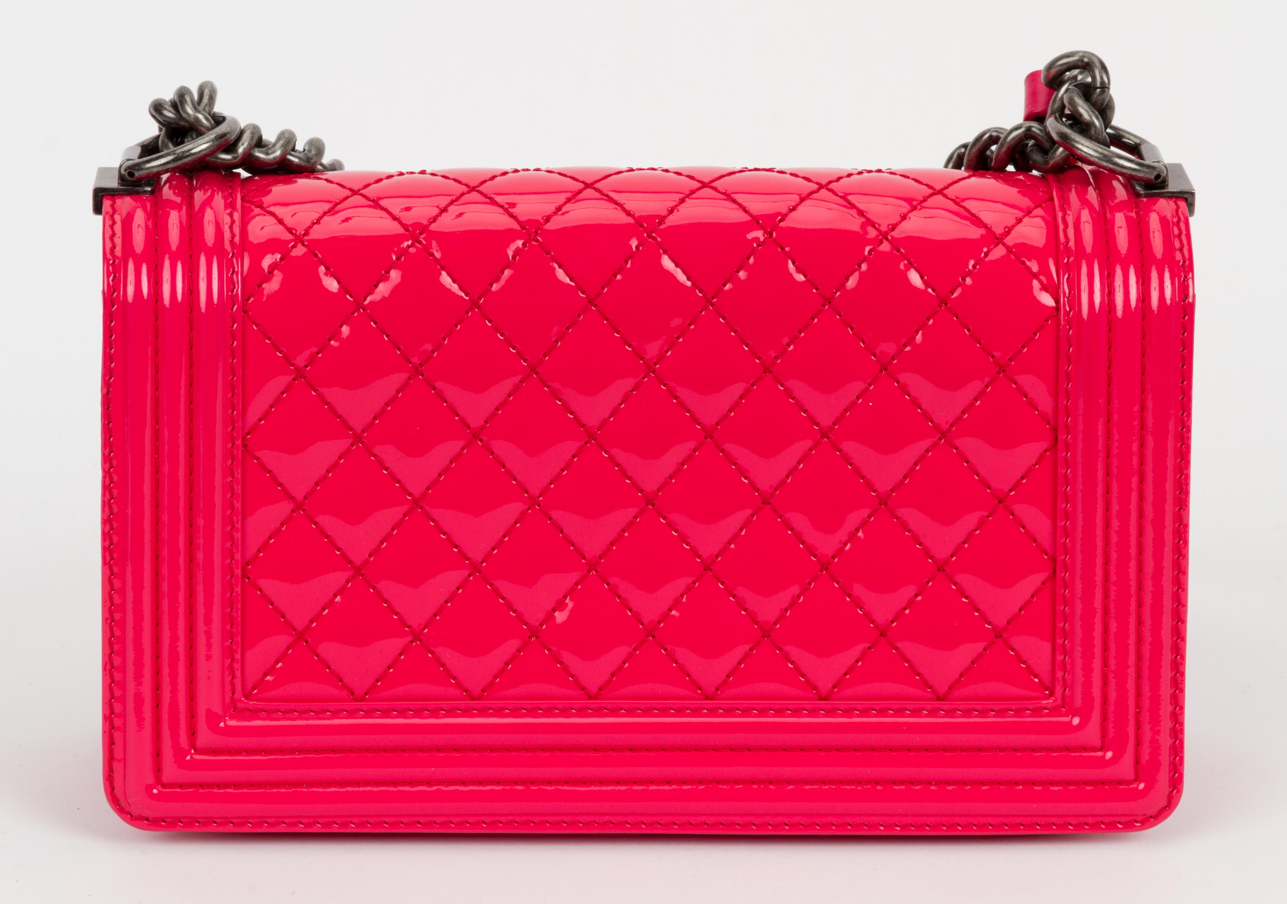 New Chanel New Patent Hot Pink Medium Boybag 3