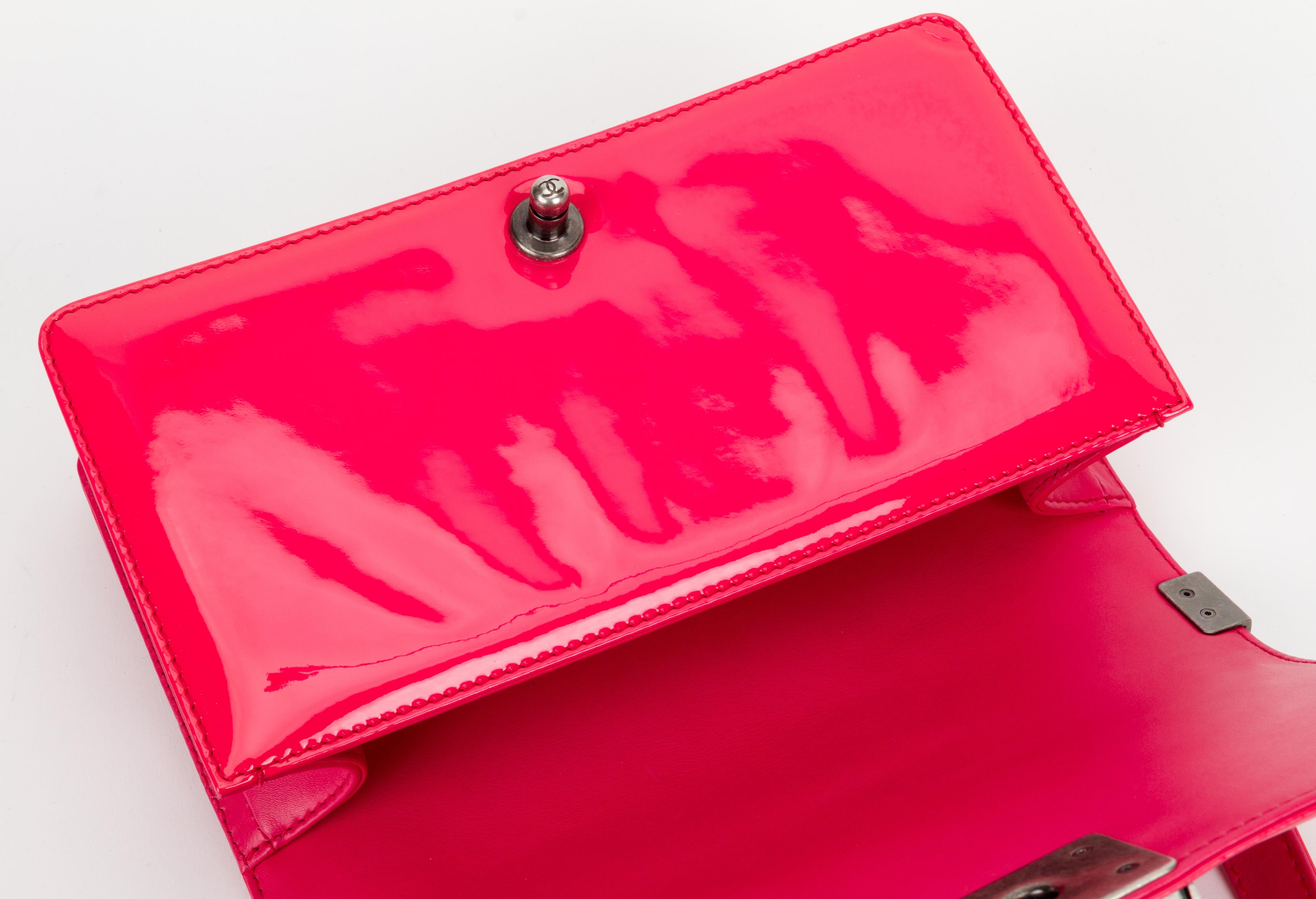 New Chanel New Patent Hot Pink Medium Boybag 4