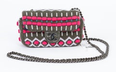 New Chanel Olive Mini Aspen Wool Knit Crossbody Bag