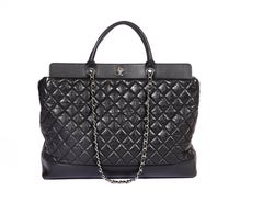 New Chanel Oversize 2 Way City Black Tote Chain Bag