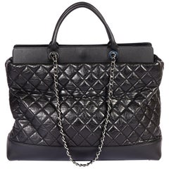 New Chanel Oversize 2 Way City Black Tote Chain Bag 