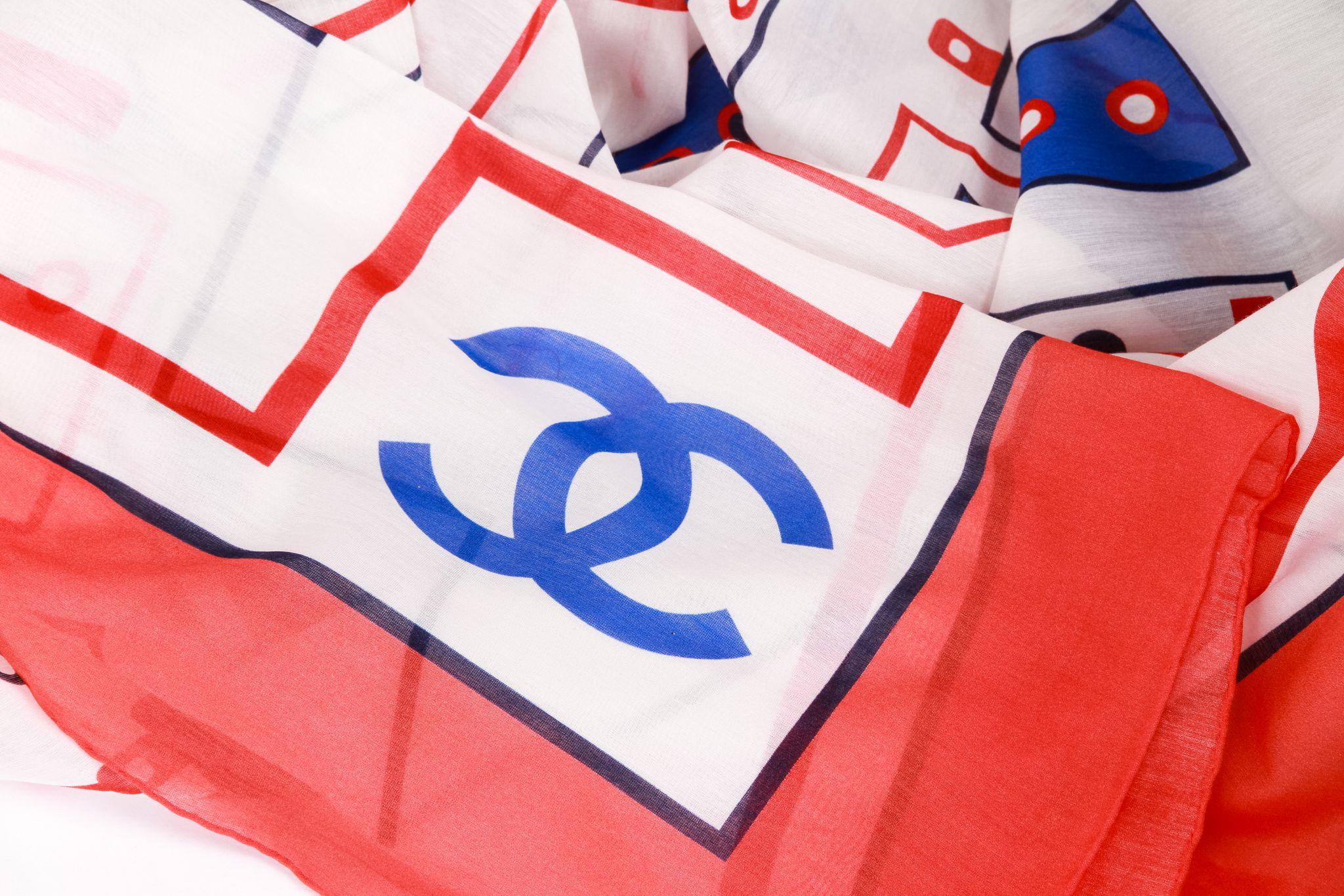 Beige New Chanel oversize Cotton Silk Sarong Shawl Scarf For Sale