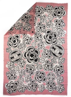 New Chanel Pink Camellia Cashmere Shawl