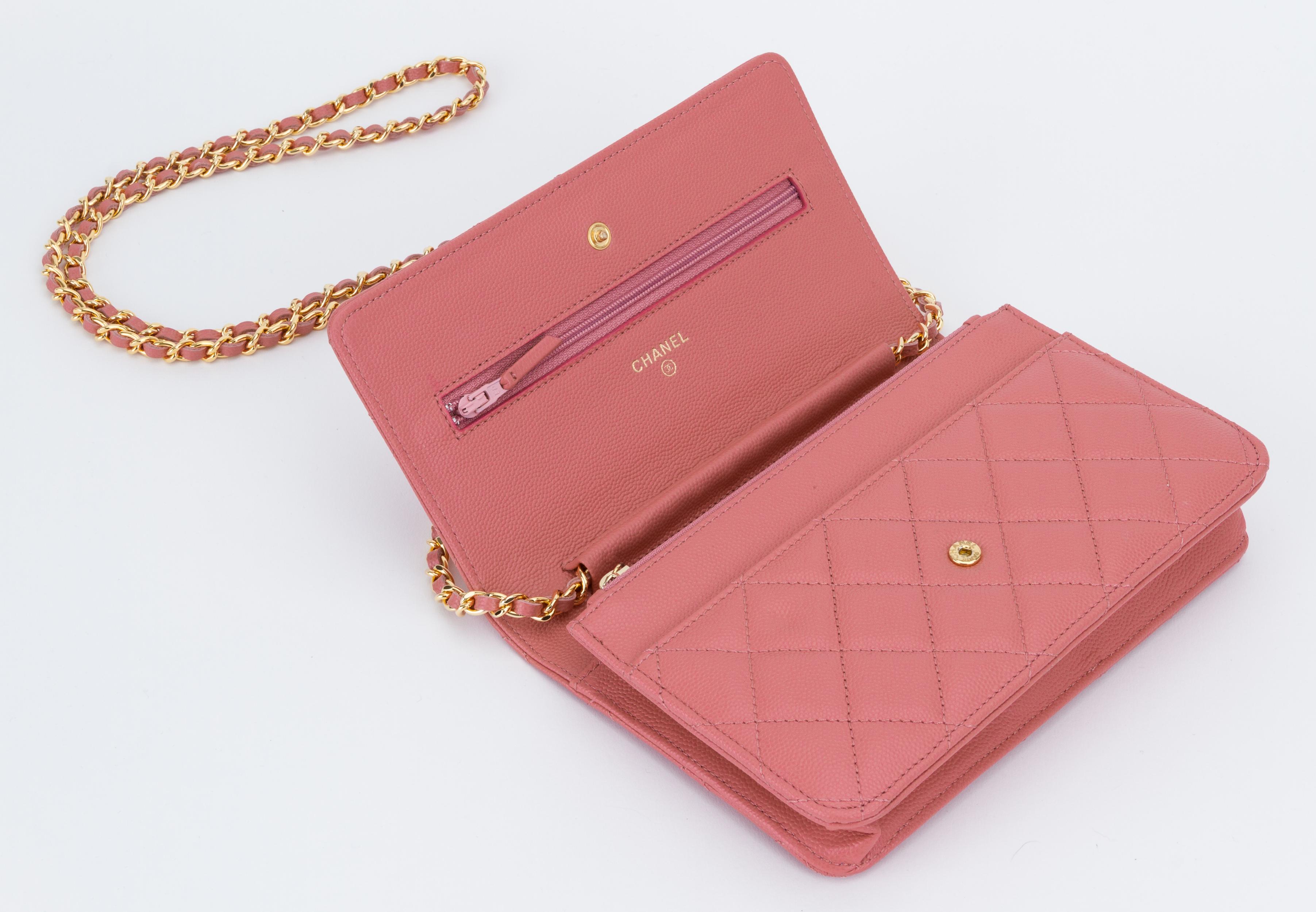 New Chanel PInk Caviar Wallet On A Chain Bag 1