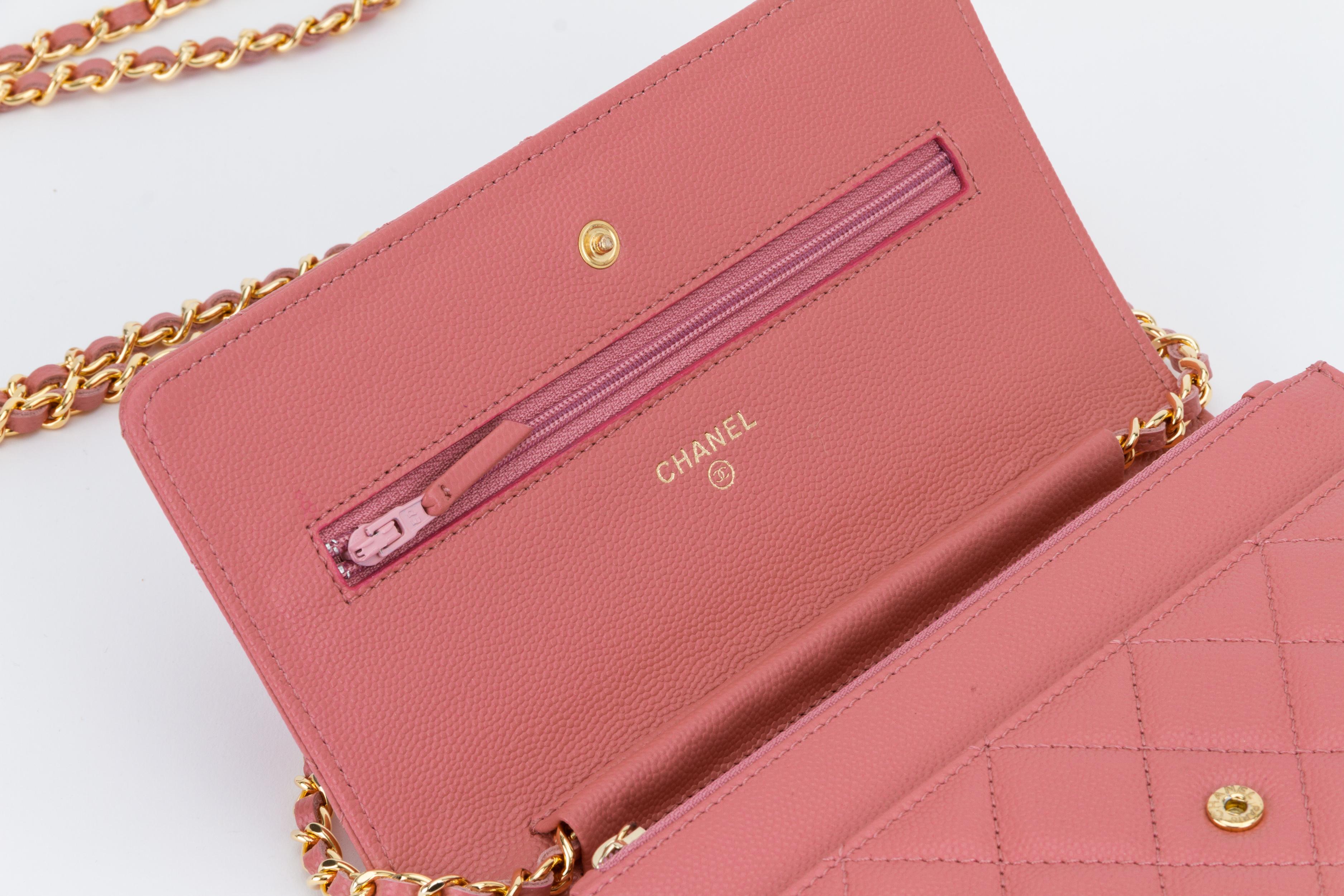 New Chanel PInk Caviar Wallet On A Chain Bag 2
