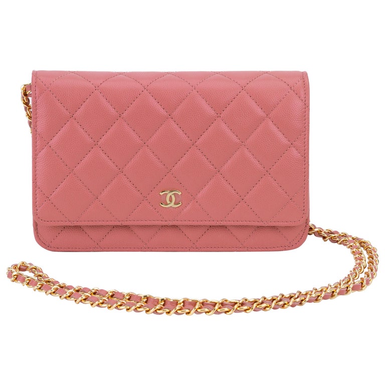 chanel long wallet pink black