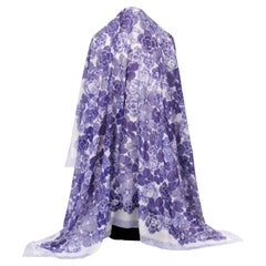 New Chanel Purple Cotton Silk Shawl