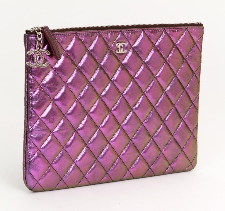 New Chanel Purple Metallic Clutch Bag at 1stDibs