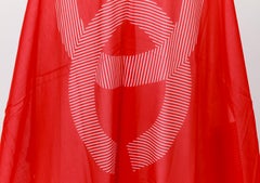 New Chanel Red and White Striped Logo CC Shawl Sarong 78"