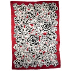 New Chanel Red Camellia Cashmere Shawl
