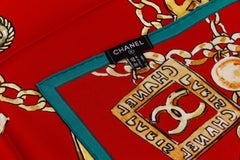 New Chanel Red Iconic Jewerly Silk Scarf