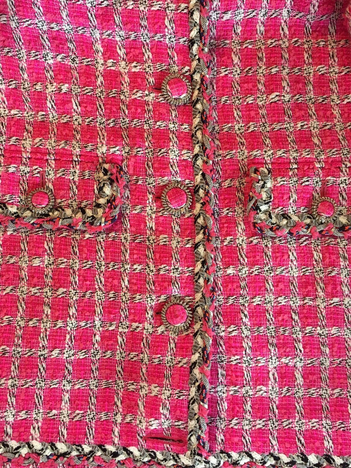 New Chanel S/S 2014 Runway Embellished Tweed Pink Dress In New Condition In Naples, FL