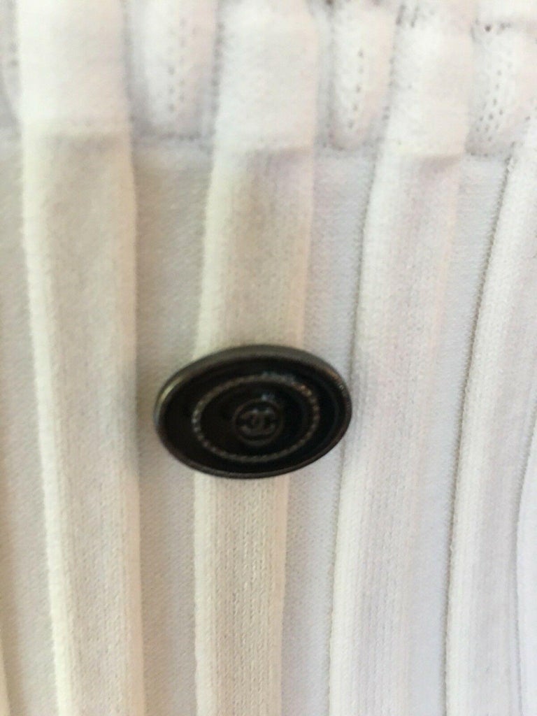 New Chanel S/S 2014 Runway Knit Chain Embellished Trim White Mini Dress ...