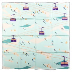 New Chanel Seafoam Mountains Silk Scarf