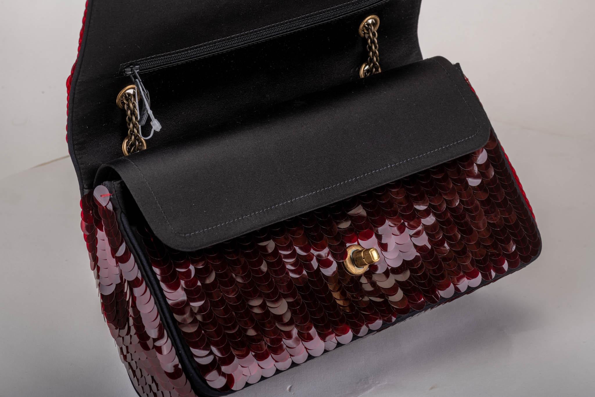 Women's New Chanel Shanghai Burgundy Sequin Flap Bag