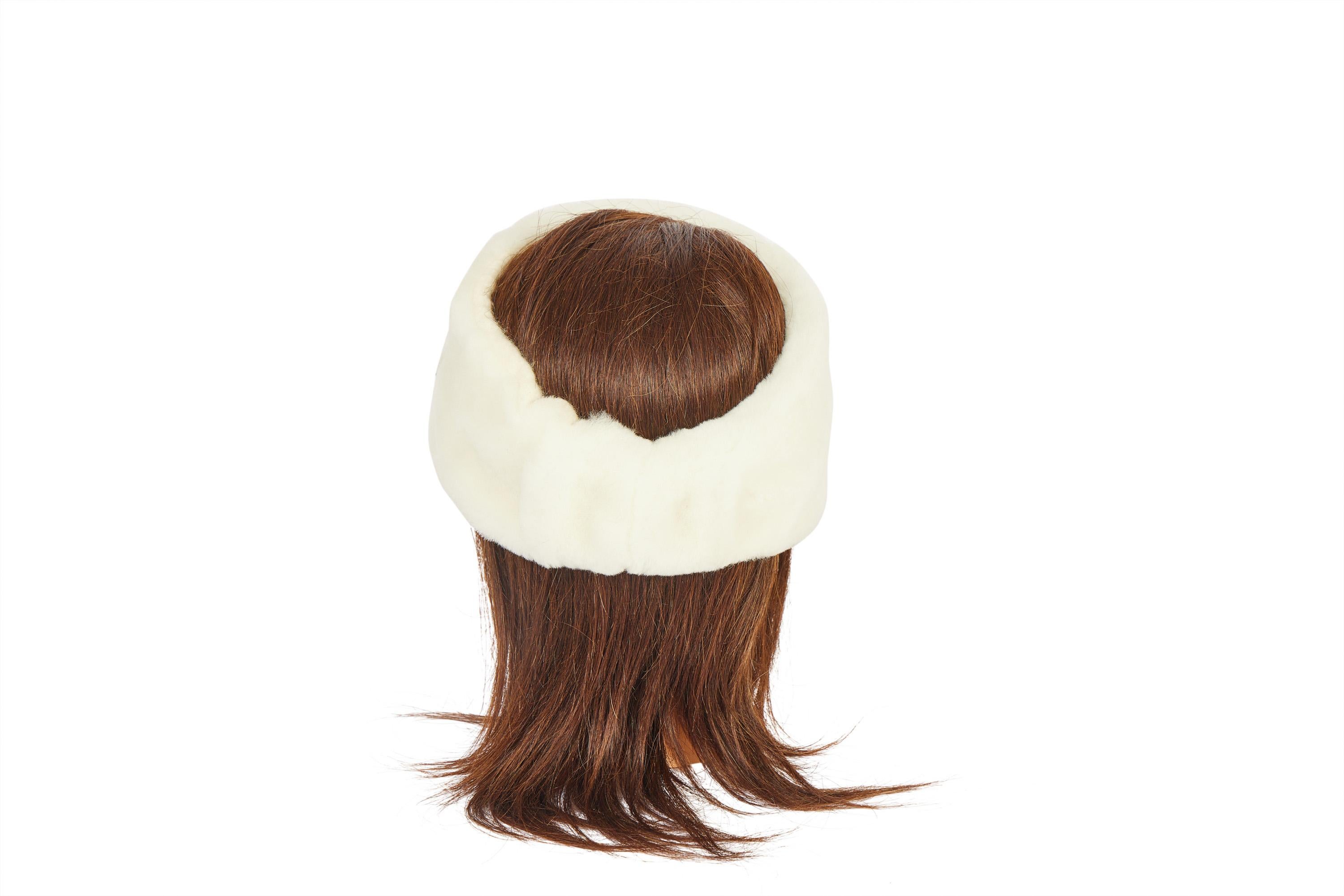 Women's New Chanel Shearling Headband White with Box For Sale