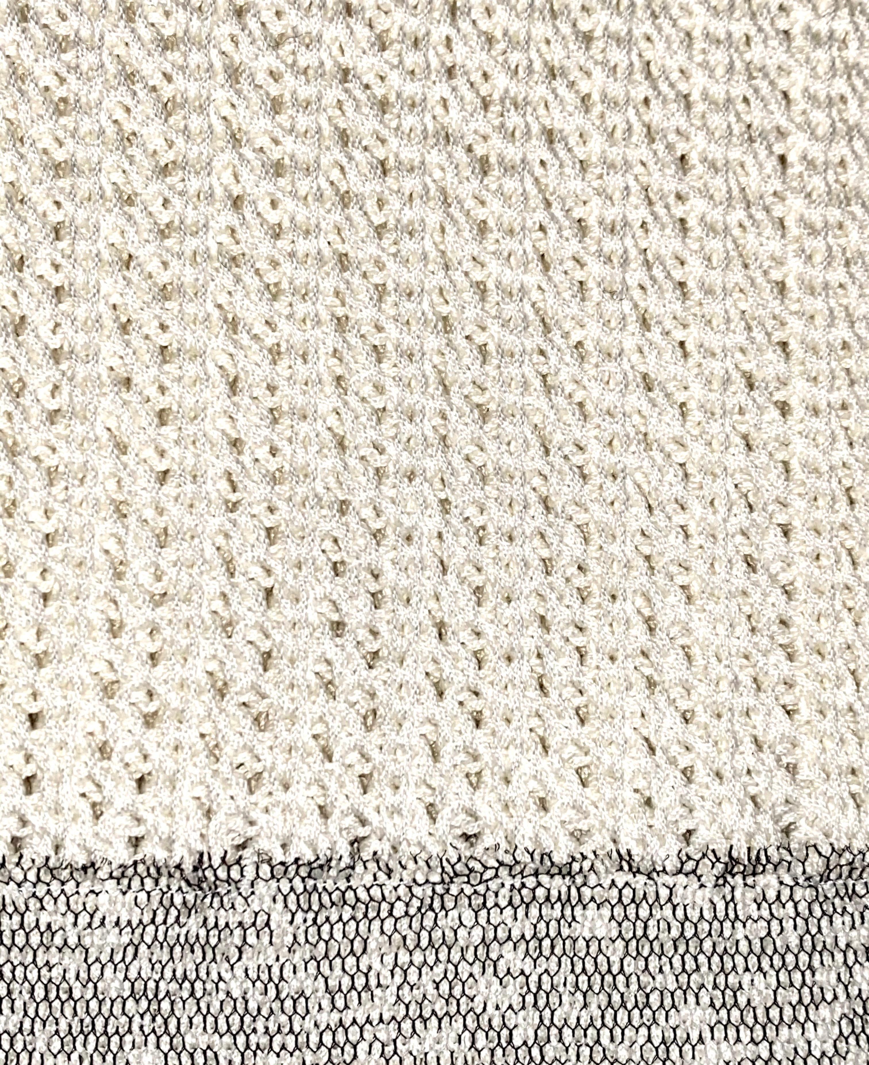 Gray UNWORN Chanel Signature Drawstring Crochet Knit Skirt 38