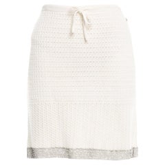 UNWORN Chanel Signature Drawstring Crochet Knit Skirt 38