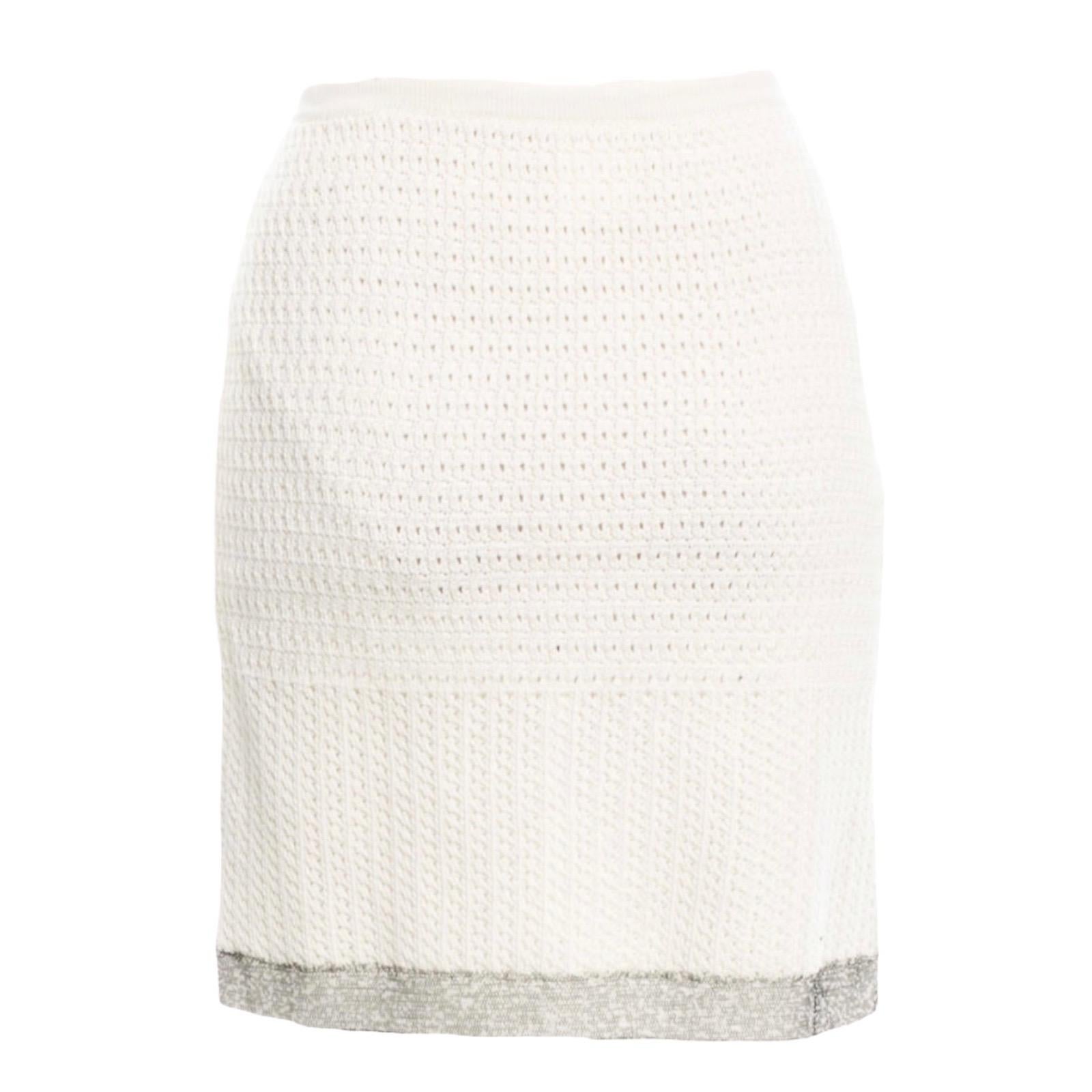 Women's UNWORN Chanel Signature Drawstring Crochet Knit Skirt 38