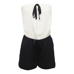 UNWORN Chanel Signature Monochrome Cream Black Playsuit Mini Jumpsuit Overall 42