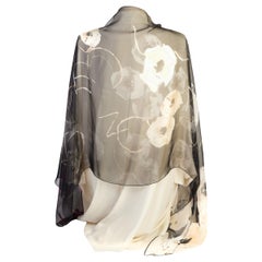 New Chanel Silk Chiffon Camellia Shawl