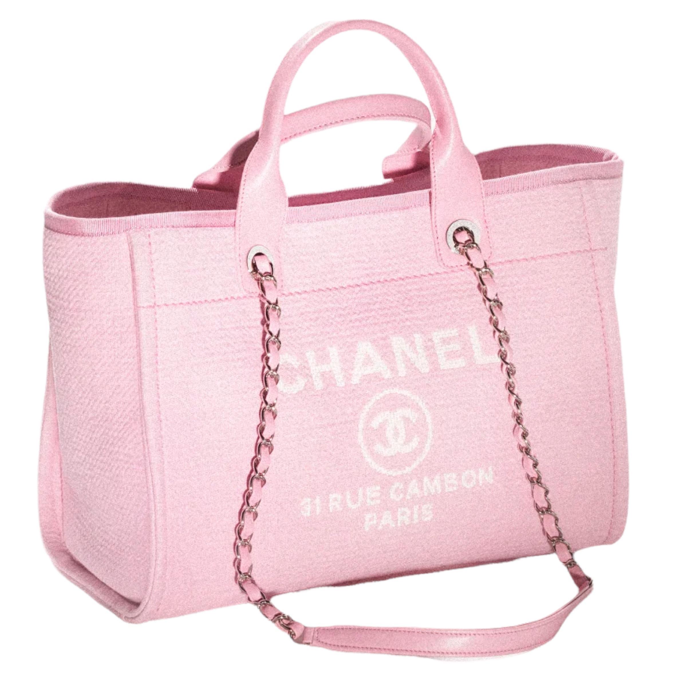 NEU Chanel Kleine kleine Deauville Einkaufstasche Rosa Boucle Silber Hardware Tote Bag (Pink) im Angebot