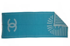New Chanel Turquoise Cashmere Logo Shawl