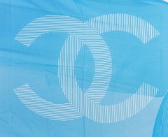 New Chanel Turquoise White Stripe Shawl