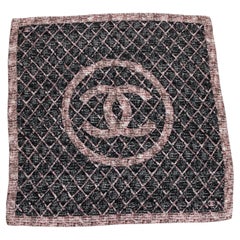 New Chanel Tweed Pattern Logo CC Scarf