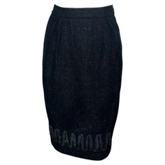 Amazing Chanel Midnight Blue Sequin Tweed Pencil Skirt at 1stDibs