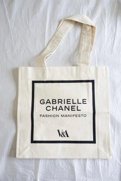 New Chanel V&A Natural Beige Logo Organic Cotton Canvas Square Tote Bag Handmade