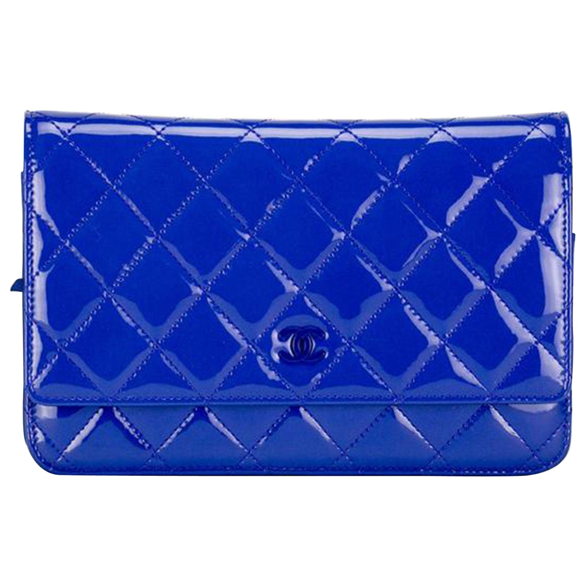 New Chanel Wallet on Chain Royal Woc Blue Patent Leather Cross Body Bag For  Sale at 1stDibs | chanel wallet on chain patent leather, blue chanel wallet  on chain, blue chanel crossbody