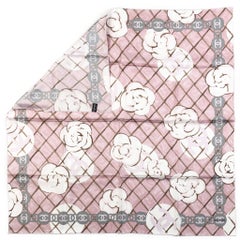 Neu Chanel Weiß Kamelie Seidenschal