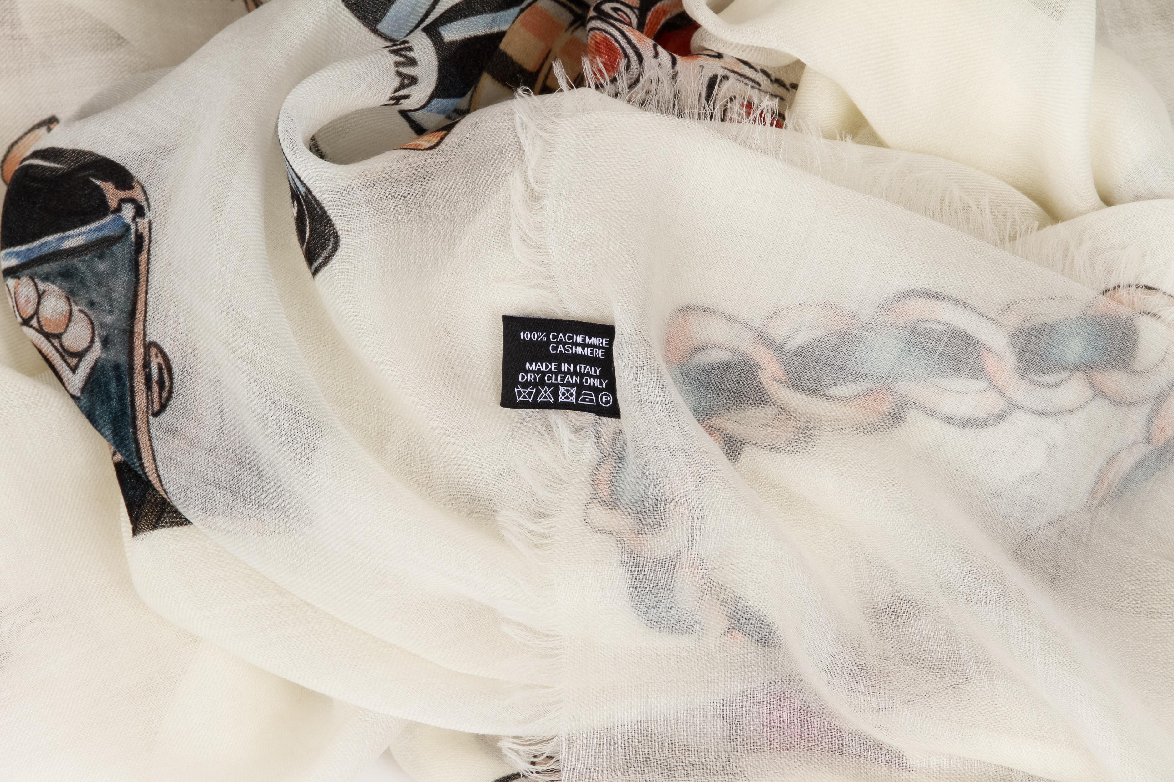 New Chanel Scialle bianco in cashmere Gripoix XL in vendita 2