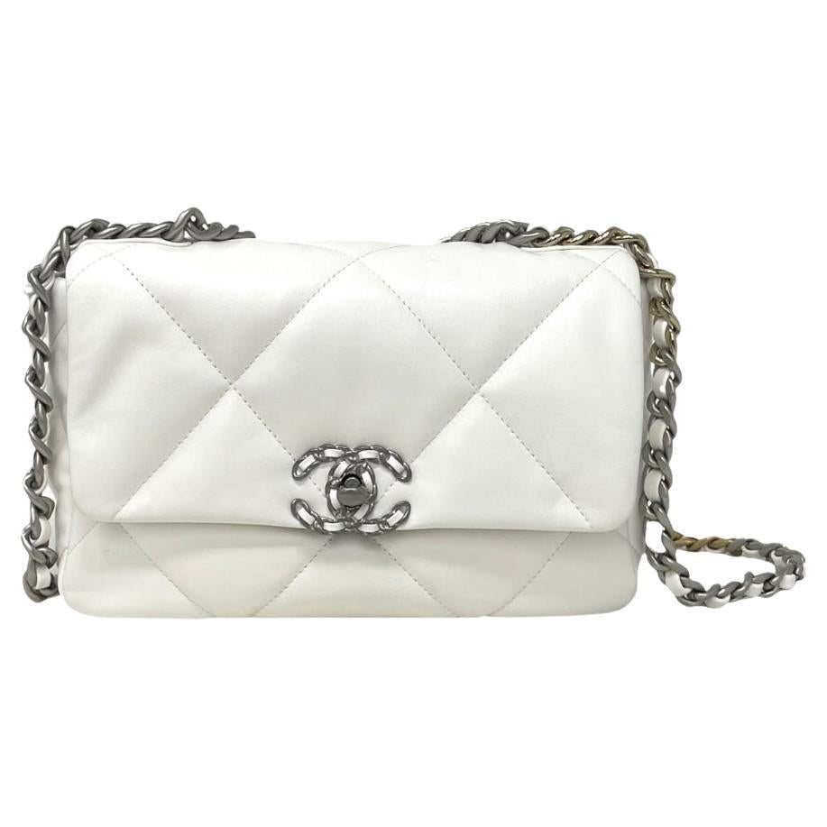 Chanel 19 Large Handbag White  Nice Bag