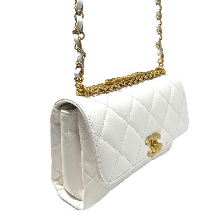 NEW Chanel White Small Flap Bag Quilted Leather Crossbody Bag