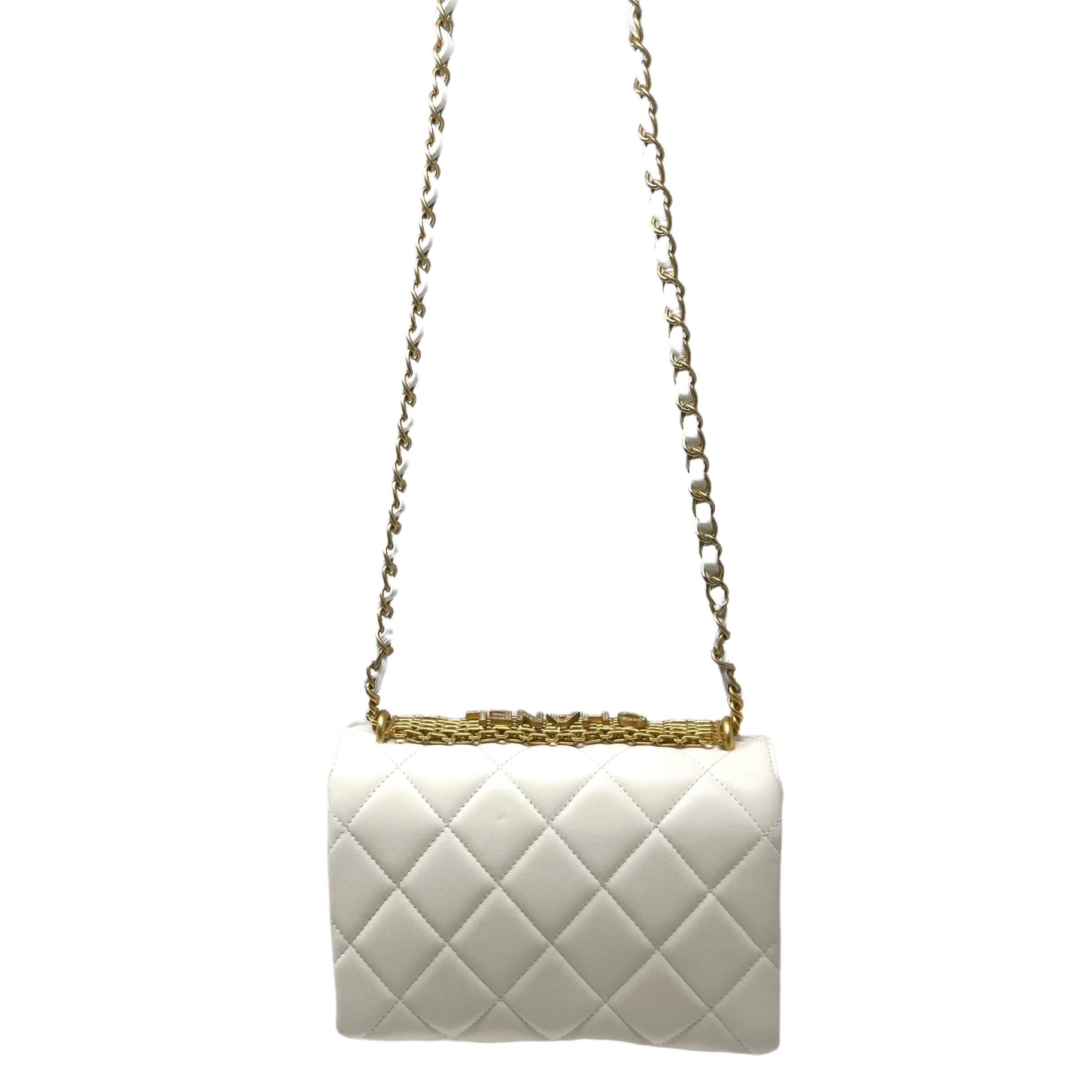 NEW Chanel White Small Flap Bag Quilted Leather Crossbody Bag For Sale 6