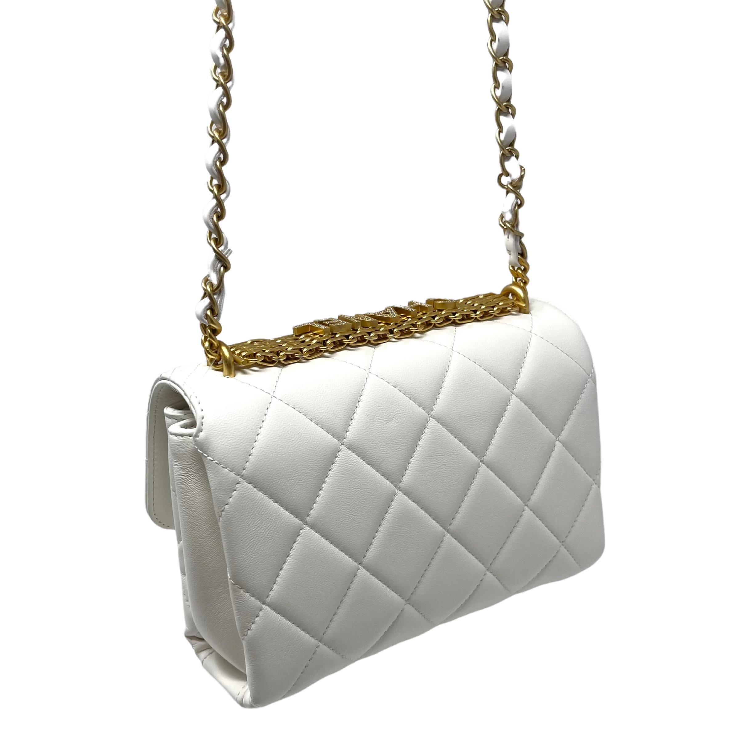 NEW Chanel White Small Flap Bag Quilted Leather Crossbody Bag For Sale 7